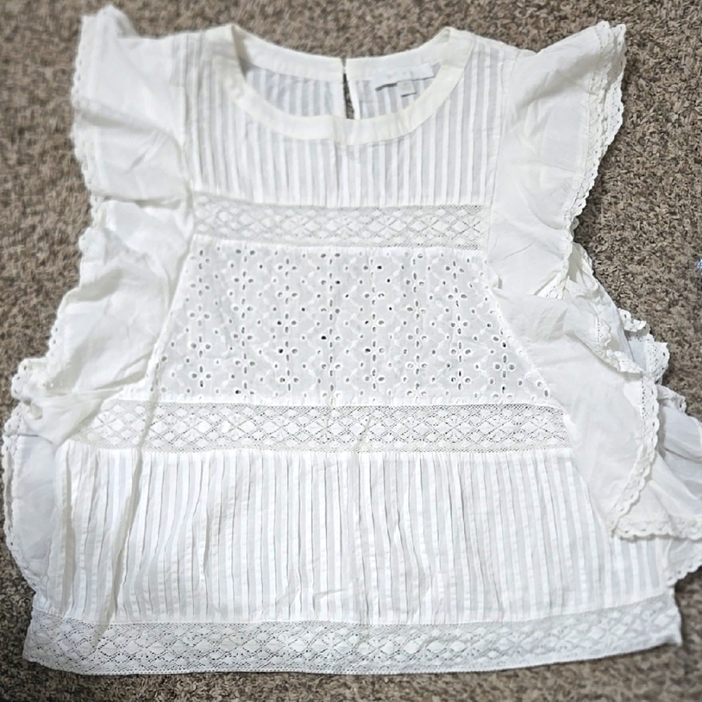 Eri + Ali White Striped Blouse